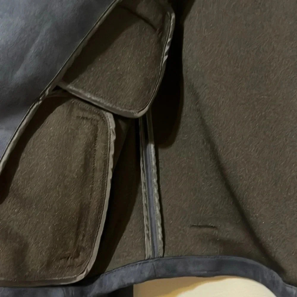 Banana Republic‎ | Navy blue vegan suede moto biker jacket Women’s S petite PS - Picture 8 of 10